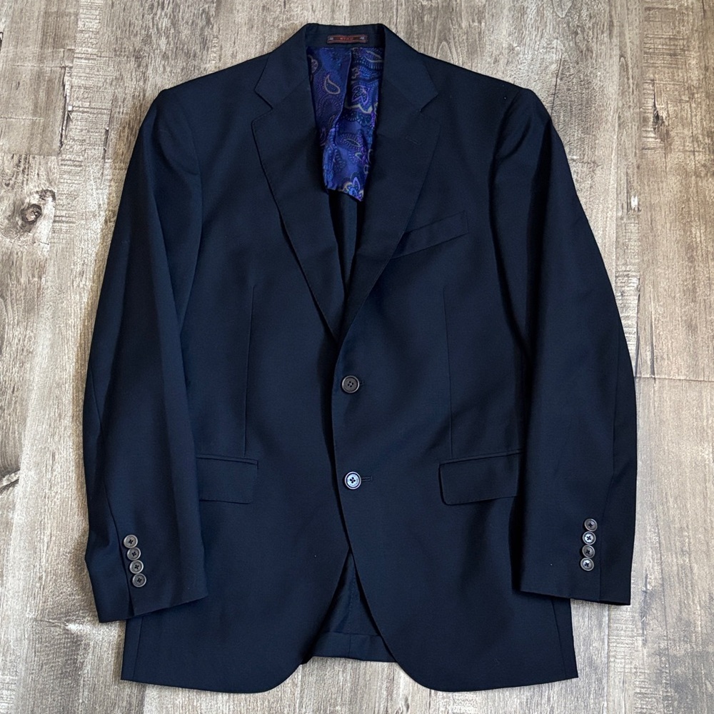 Etro Black Half Lined Double Vented 100% Wool Blazer